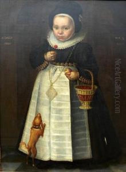 Portrait Of A Young Girl Wearing A Lace Collar And Black Dress Oil Painting by Jacob Gerritsz. Cuyp