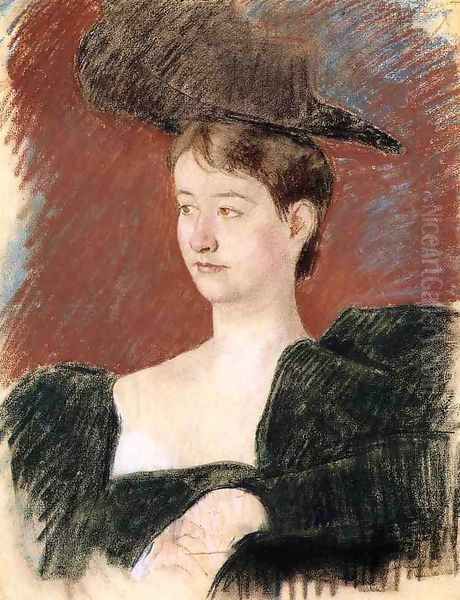 Portrait Of A Young Woman In Green Oil Painting by Mary Cassatt