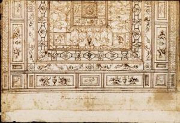 The Ceiling Of A Room In The 
Domus Aurea, Rome, After The Antique(recto); The Ground Plan Of A Church
 (verso) Oil Painting by Giovanni (Giovanni da Udine) Nanni (Nani)