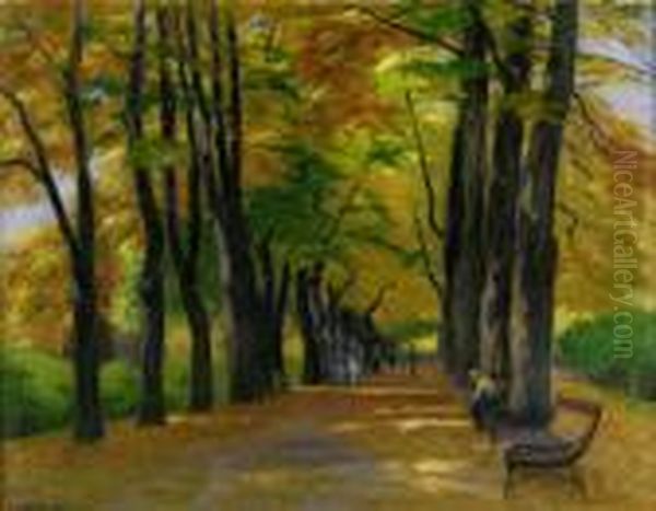 Herbstsonne Im Stadtpark Oil Painting by Constantin Damianos