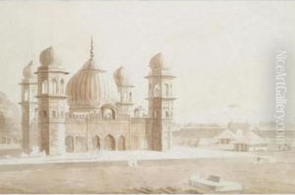 Tomb Of Jehangira Khan, Najibadad Oil Painting by Thomas Daniell