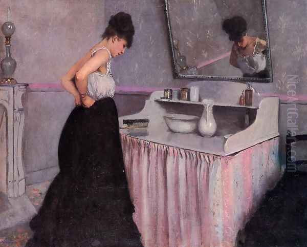 Woman At A Dressing Table Oil Painting by Gustave Caillebotte