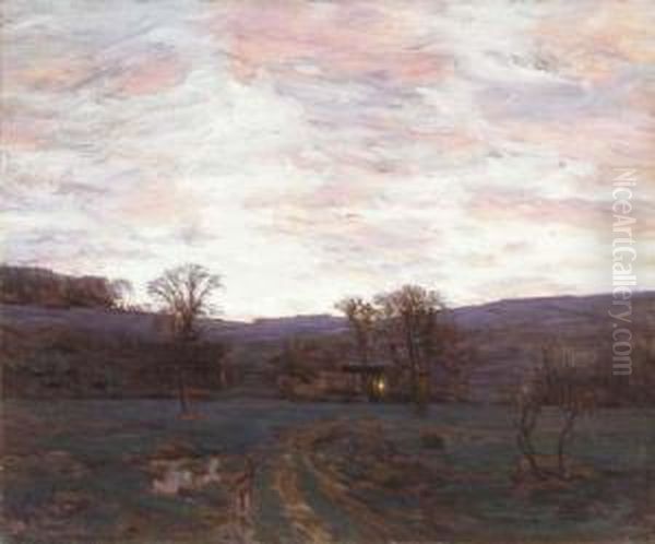 Sundown Under A Blazing Sky Oil Painting by Charles Harold Davis