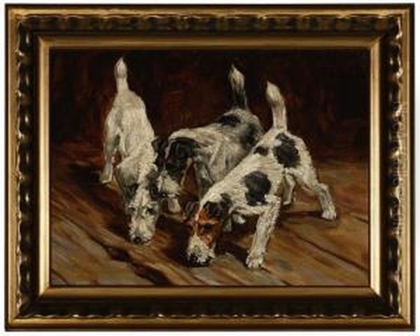 Wirehaired Terrier Oil Painting by Thomas C. S. Benham