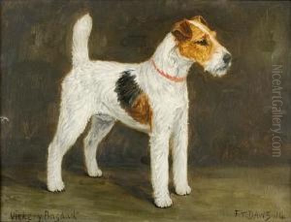 Vickery Baghdad; Wire Fox Terrier Oil Painting by Thomas C. S. Benham