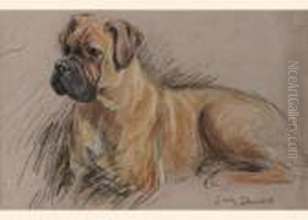A Boxer Oil Painting by Lucy Dawson