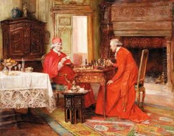 A Game Of Chess Oil Painting by Alex De Andreis