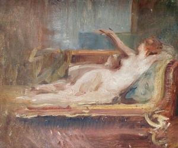 Study Of A Nude Oil Painting by Albert De Belleroche