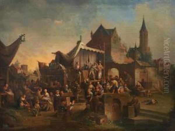 Marktszene Mitwanderbuhne Oil Painting by Pieter de Bloot