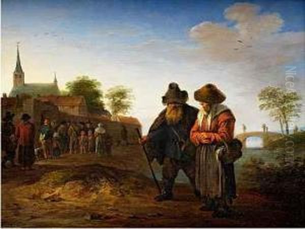 Bauernpaar In Landschaft Oil Painting by Pieter de Bloot