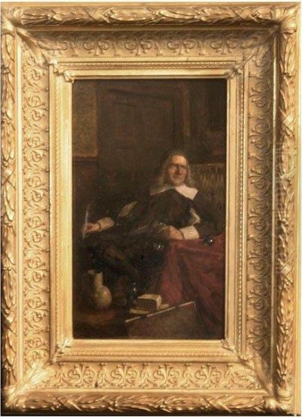 Portrat Eines Herrn Inbarocker Tracht Oil Painting by Leon Meuter De Brunin