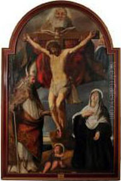 The Crucifixion With The Virgin Mary And A Bishop Oil Painting by Gaspar De Crayer