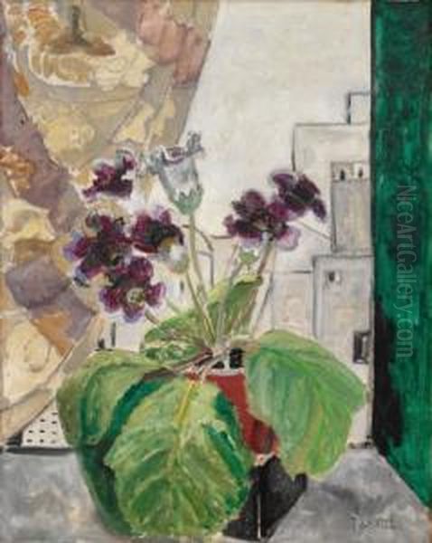 Potteplante I Vindu Oil Painting by Julie Holmberg De Krohn