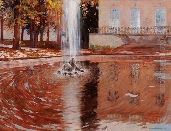 L'aile Des Ambassadeurs Au Grand Trianon, Versailles Oil Painting by Francois Marie De Marliave