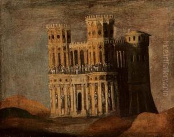 Veduta Fantastica Di Castello Oil Painting by Francois de Nome (Monsu, Desiderio)