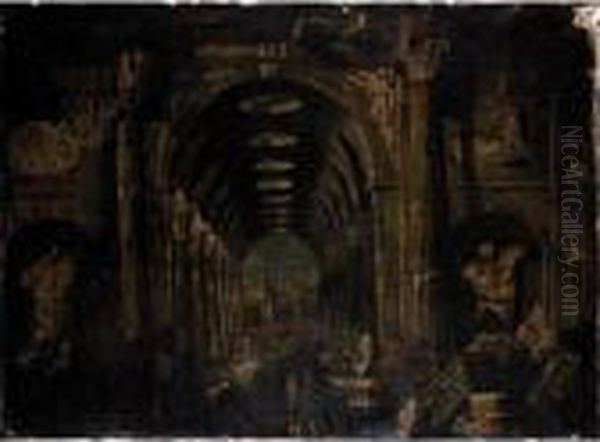 An Architectural Capriccio With The Baths Of Diocletian Baths Oil Painting by Francois de Nome (Monsu, Desiderio)