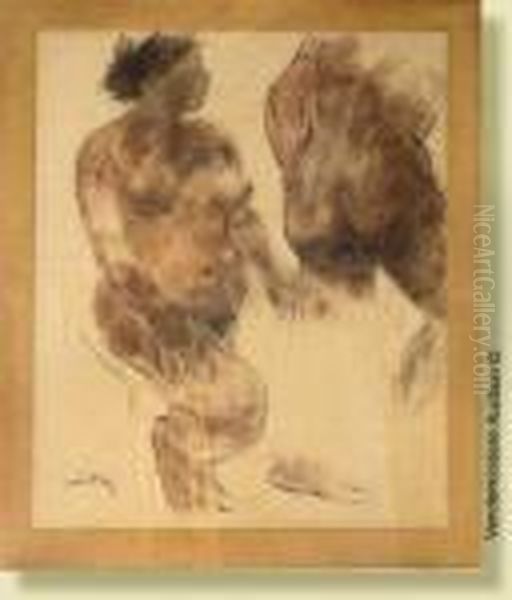 Etudesde Nus, Gouache Sur 
Papier. Signee En Bas A Gauche Rene De Pauw.ecole Belge. Dim.: 65x50,5 
Cm Oil Painting by Rene De Pauw
