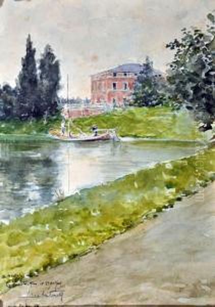 Pescatori Sul Lago Oil Painting by Giuseppe De Sanctis