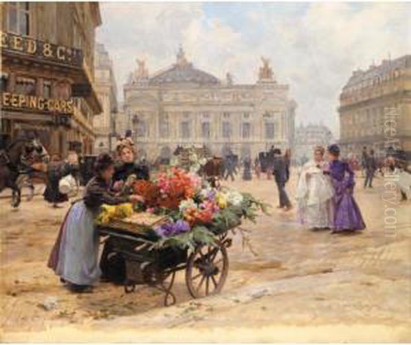 Place De L'opera Oil Painting by Louis De Schryver