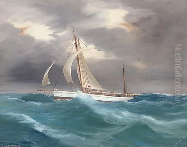 The R.d.y.c.'s Yawl 
Ventura 
 In A Heavy Swell Oil Painting by A. De Simone