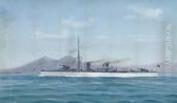 Bruizer On Mediterranean Patrol Off Naples Oil Painting by A. De Simone