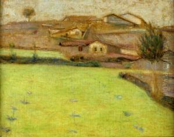 Sem Titulo - Paisagem Com Casario Oil Painting by Jose Julio de Souza-Pinto