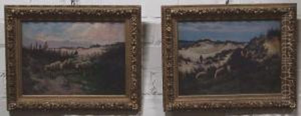 Twee Landschappen Met Herder En Schapen Oil Painting by Franz De Vadder