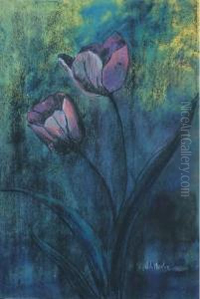 Purple Tulips Oil Painting by Adrianus Joh. Jac. De Winter