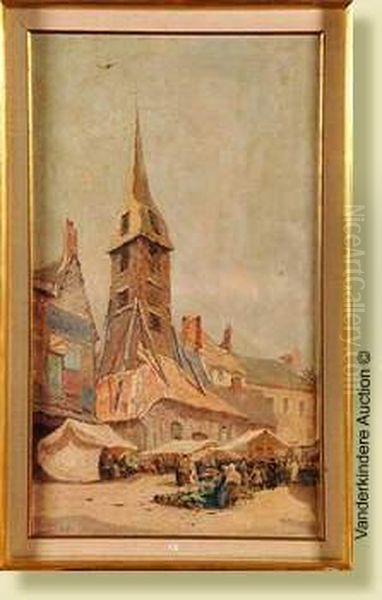 Marche Anime A Honfleur Oil Painting by Prosper De Wit