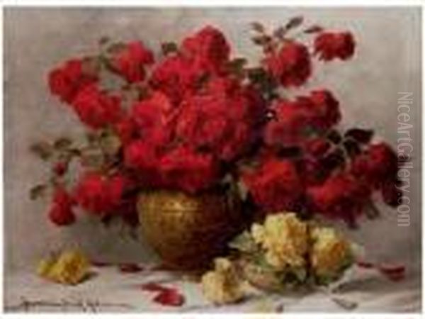 Rozsacsokor Oil Painting by Adrienne Hermine Deak-Henczne