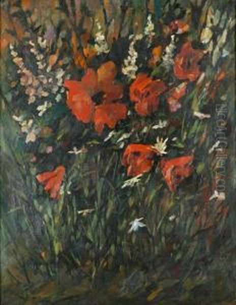 Pipacsok Oil Painting by Adrienne Hermine Deak-Henczne