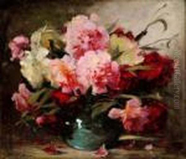 Kytica Chryzantem Oil Painting by Adrienne Hermine Deak-Henczne