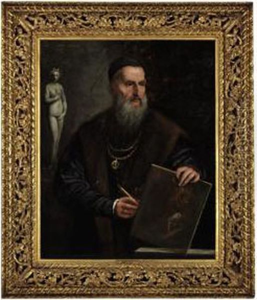 Imaginary Self-portrait Of Titian Oil Painting by Pietro Della Vecchio