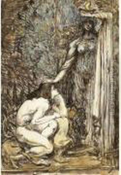 Ecole Belge Oil Painting by Jean Delville