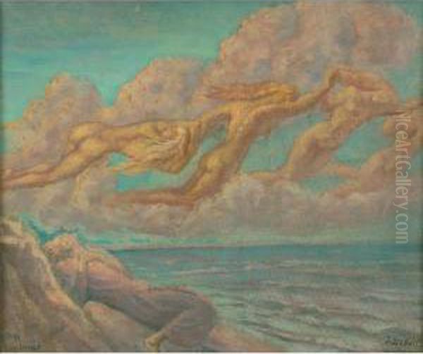 Esquisse Les Nuees Oil Painting by Jean Delville