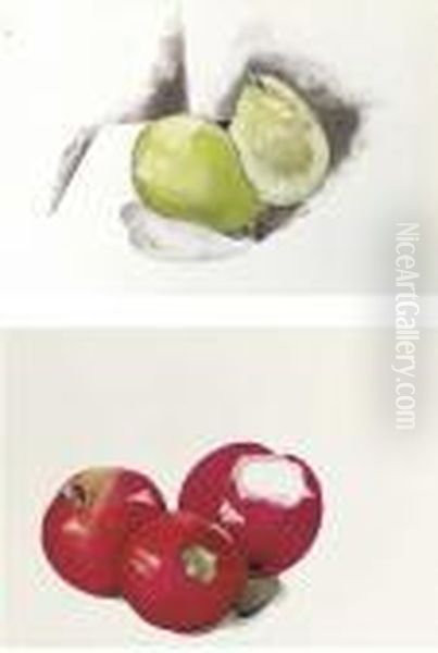 Still Life With Pears; And Red Apples: A Double-sided Work Oil Painting by Charles Demuth