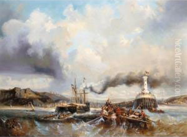 Return Of The Fishermen Oil Painting by Eugene Deshayes