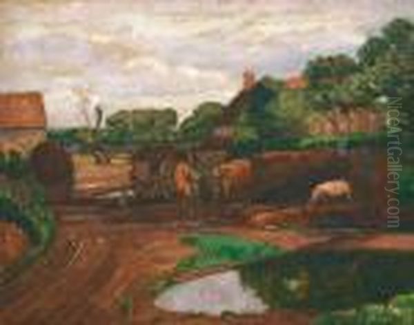 L'attelage Oil Painting by Leon Detroy