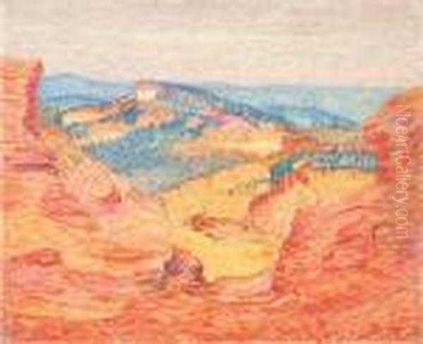 Paysage Aux Rochers Rouges Oil Painting by Leon Detroy