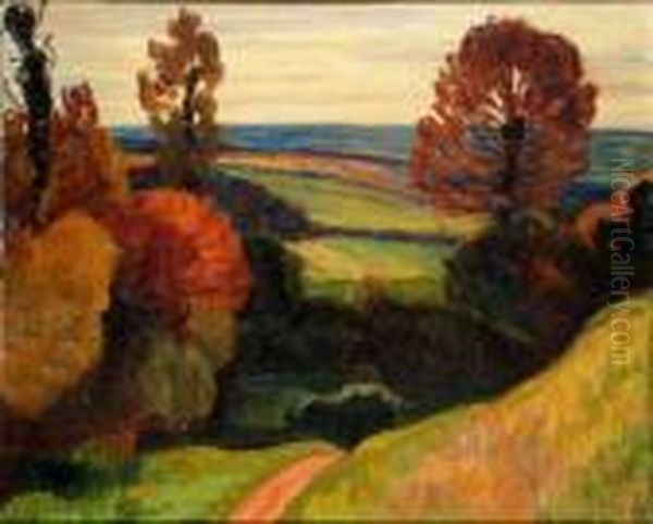 Paysage En Automne Oil Painting by Leon Detroy