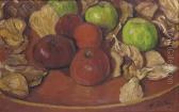 Nature Morte Aux Pommes Oil Painting by Leon Detroy