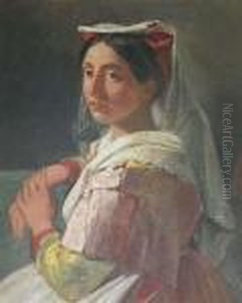 Jeune Italienne Oil Painting by Achille-Jacques-Jean-Marie Deveria