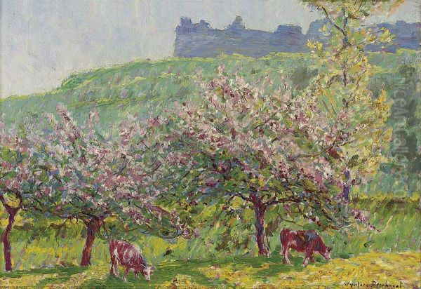 Apple-blossom Time In Arc-la-bataille Oil Painting by Wynford Dewhurst