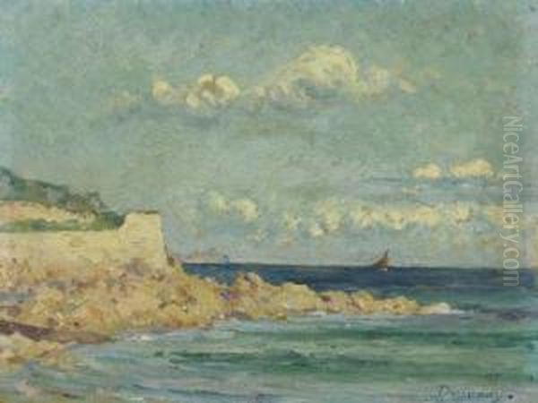 Rocks At Sea Oil Painting by Emile Alfred Dezaunay