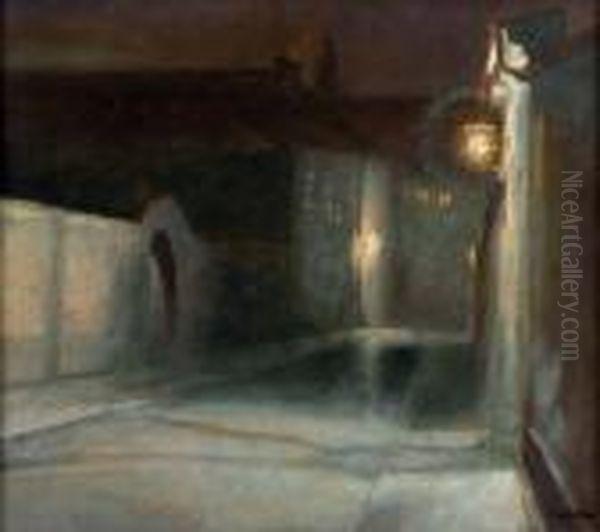 Prager Nocturno Oil Painting by Xaver Frantisek Diblik