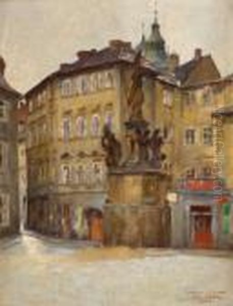Prag - Kleinseitener Stadtteilansicht Oil Painting by Xaver Frantisek Diblik