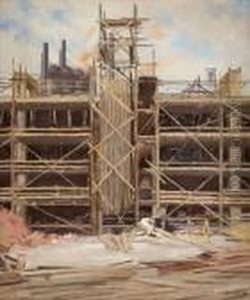 Baustelle Im Fabriksgelande Oil Painting by Xaver Frantisek Diblik