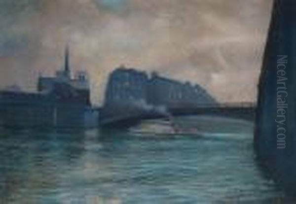 Paryz Noca Oil Painting by Odo Dobrowolski