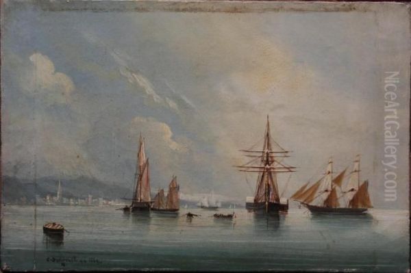 Bateaux En Rade Par Temps Calme Oil Painting by Cheri Francois Dubreuil