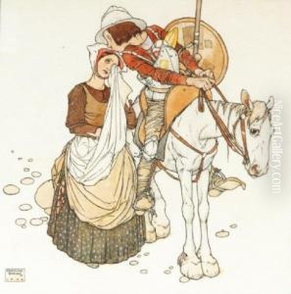 L Was A Lorn Little Lass, 
John Had Left For The Field With His Sword Oil Painting by Edmund Dulac